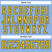 Custom Light Blue Yellow-Black Hockey Lace Neck Jersey