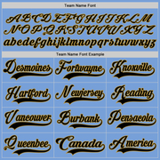 Custom Light Blue Black-Old Gold Hockey Lace Neck Jersey