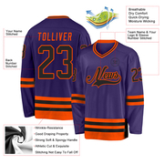 Custom Purple Black-Orange Hockey Jersey