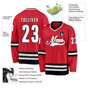 Custom Red White-Black Hockey Jersey