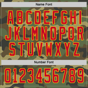 Custom Camo Red-Gold Salute To Service Hockey Jersey