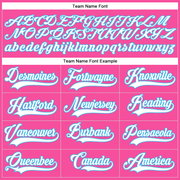 Custom Pink White-Sky Blue Hockey Lace Neck Jersey