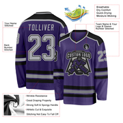 Custom Purple Gray Black-White Hockey Jersey
