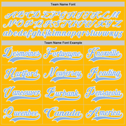 Custom Gold Light Blue-White Hockey Lace Neck Jersey