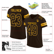 Custom Brown Brown-Gold Mesh Authentic Football Jersey