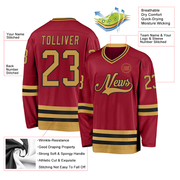 Custom Maroon Old Gold-Black Hockey Jersey