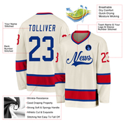 Custom Cream Royal-Red Hockey Jersey