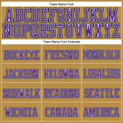 Custom Old Gold Purple-Black Stitched Cuffed Knit Hat