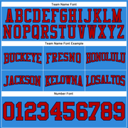 Custom Stitched Powder Blue Red-Navy Football Pullover Sweatshirt Hoodie