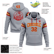 Custom Stitched Gray Red-Gold Football Pullover Sweatshirt Hoodie
