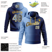 Custom Stitched Navy Light Blue-Gold Gradient Fashion Sports Pullover Sweatshirt Hoodie