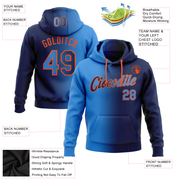 Custom Stitched Navy Powder Blue-Orange Gradient Fashion Sports Pullover Sweatshirt Hoodie