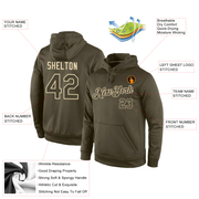 Custom Stitched Olive Olive-Cream Sports Pullover Sweatshirt Salute To Service Hoodie