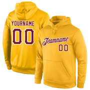 Custom Stitched Gold Crimson-White Sports Pullover Sweatshirt Hoodie