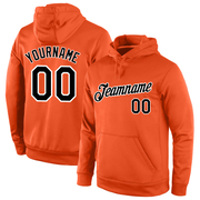 Custom Stitched Orange Black-White Sports Pullover Sweatshirt Hoodie