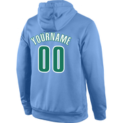 Custom Stitched Light Blue Kelly Green-White Sports Pullover Sweatshirt Hoodie