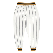 Custom White Black Pinstripe Old Gold-Black Sports Pants