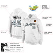 Custom Stitched White Silver-Black Sports Pullover Sweatshirt Hoodie