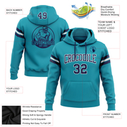 Custom Stitched Teal Navy-White Football Pullover Sweatshirt Hoodie