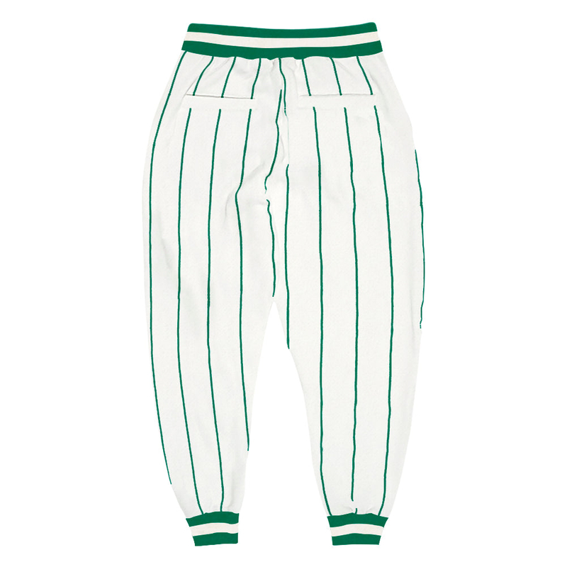 Custom White Kelly Green Pinstripe Kelly Green-White Sports Pants