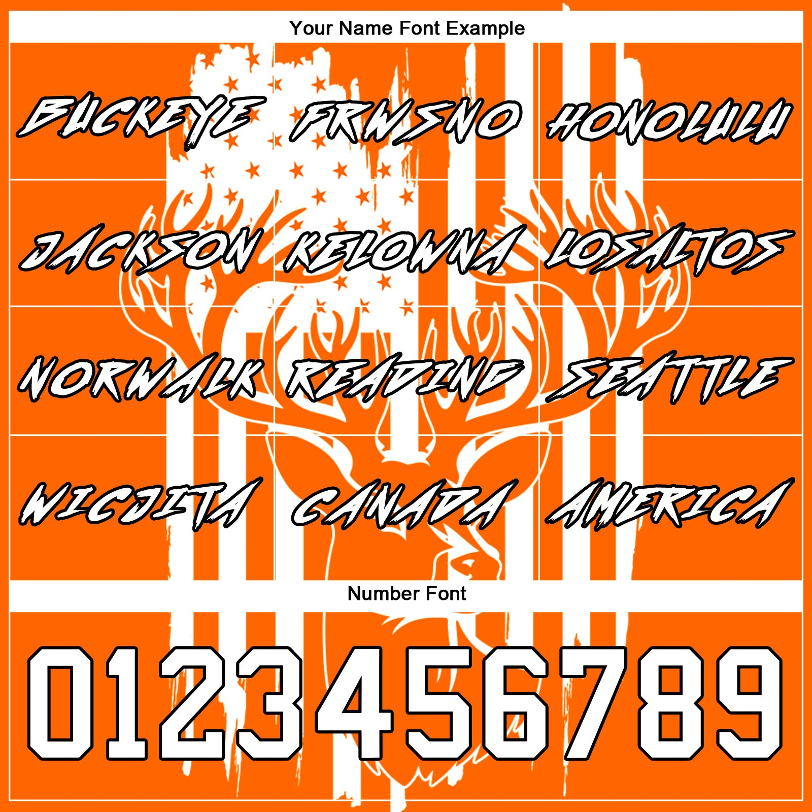 Custom Stitched Bay Orange White-Black 3D American Flag And Deer Hunting Sports Pullover Sweatshirt Hoodie