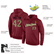 Custom Stitched Burgundy Camo-Black Sports Pullover Sweatshirt Hoodie