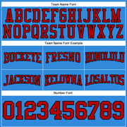 Custom Stitched Powder Blue Red-Black Football Pullover Sweatshirt Hoodie