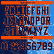 Custom Stitched Graffiti Pattern Navy Powder Blue-Orange 3D Scratch Sports Pullover Sweatshirt Hoodie