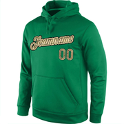 Custom Stitched Kelly Green Camo-Cream Sports Pullover Sweatshirt Hoodie
