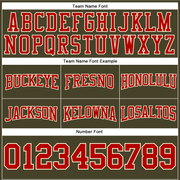 Custom Stitched Olive Red-Cream Football Pullover Sweatshirt Salute To Service Hoodie