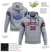 Custom Stitched Gray Royal-Orange Football Pullover Sweatshirt Hoodie
