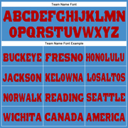 Custom Powder Blue Red Fleece Jogger Sweatpants