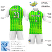 Custom Neon Green White-Black Geometric Shape Sublimation Volleyball Uniform Jersey