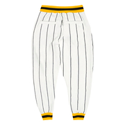 Custom White Black Pinstripe Gold-Black Sports Pants