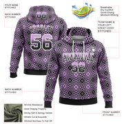 Custom Stitched Light Purple Black-White 3D Pattern Design Geometric Gradient Square Shapes Sports Pullover Sweatshirt Hoodie