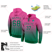Custom Stitched Pink Kelly Green Fade Fashion Sports Pullover Sweatshirt Hoodie