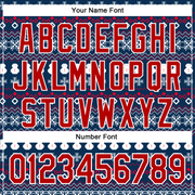 Custom Stitched Navy Red-White 3D Christmas Sports Pullover Sweatshirt Hoodie