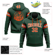 Custom Stitched Green Orange-White Football Pullover Sweatshirt Hoodie