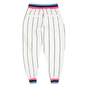 Custom White Black Pinstripe Pink-Light Blue Sports Pants