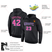 Custom Stitched Black White Pinstripe Pink-Light Blue Sports Pullover Sweatshirt Hoodie