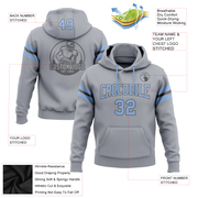 Custom Stitched Gray Light Blue-Steel Gray Football Pullover Sweatshirt Hoodie
