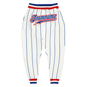Custom White Royal Pinstripe Royal-Red Sports Pants