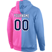 Custom Stitched Light Blue Navy-Pink Split Fashion Sports Pullover Sweatshirt Hoodie