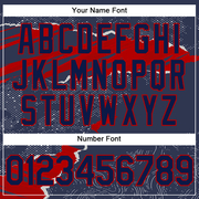 Custom Stitched Navy Red 3D Pattern Design Torn Paper Style Sports Pullover Sweatshirt Hoodie