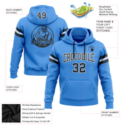 Custom Stitched Powder Blue Black-White Football Pullover Sweatshirt Hoodie