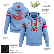 Custom Stitched Light Blue Red-White Football Pullover Sweatshirt Hoodie