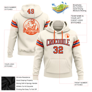 Custom Stitched Cream Orange-Royal Football Pullover Sweatshirt Hoodie