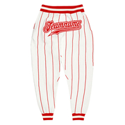 Custom White Red Pinstripe Red-White Sports Pants