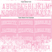 Custom Stitched Light Pink White Christmas Snowflakes 3D Sports Pullover Sweatshirt Hoodie