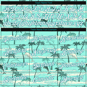 Custom Stitched Aqua White 3D Pattern Design Hawaii Palm Trees Sports Pullover Sweatshirt Hoodie